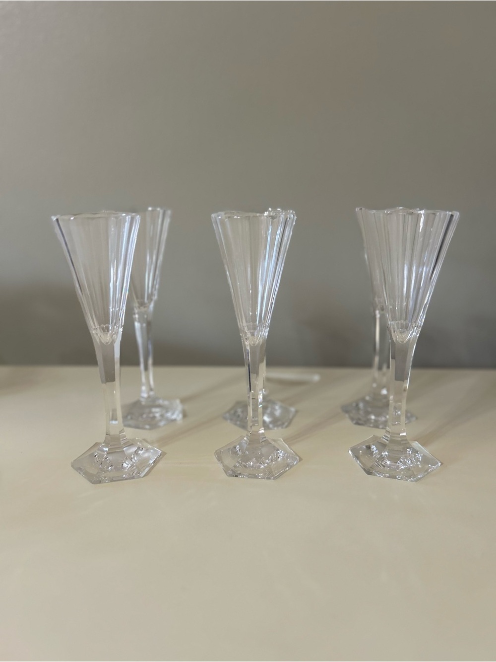 Antique 1929 Czech MOSER Sherry Glasses - THOMAS Pattern Set of 6 SIGNED Mint